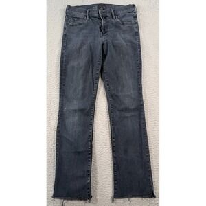 Mother The Rascal Jeans Women 27x26 Black Denim Ankle Snippet Frayed Hem USA